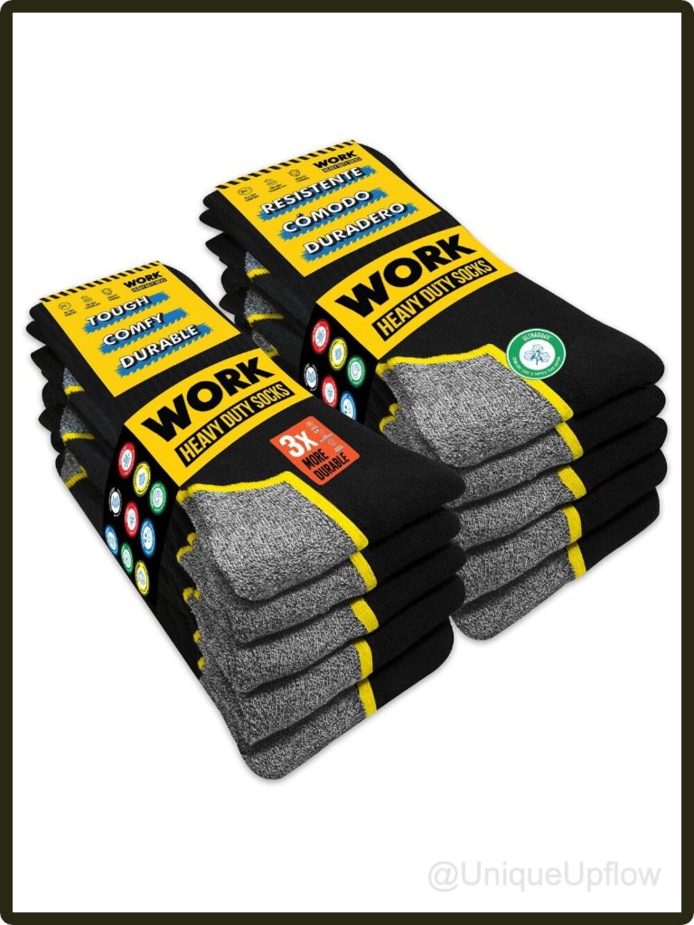 Men's Dri-Wik Crew Work Socks 10 Pairs Moisture Wicking Reinforced Heel Toe